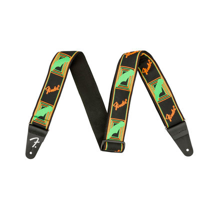 Fender Neon Monogrammed Strap, Green/Orange