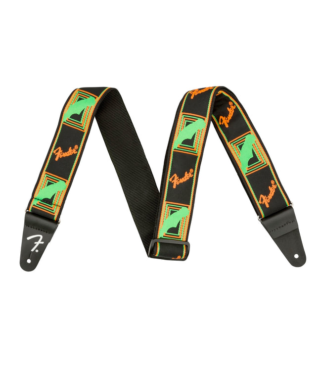 Fender Neon Monogrammed Strap, Green/Orange