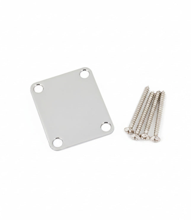 4-Bolt Vintage-Style Neck Plate "Plain" (No Serial Number or Logo) (Chrome) - Guitar Station Melbourne, Australia