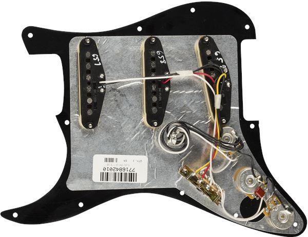 Pre-Wired Strat Pickguard, Tex-Mex SSS, Black 11 Hole PG - Guitar Station Melbourne, Australia